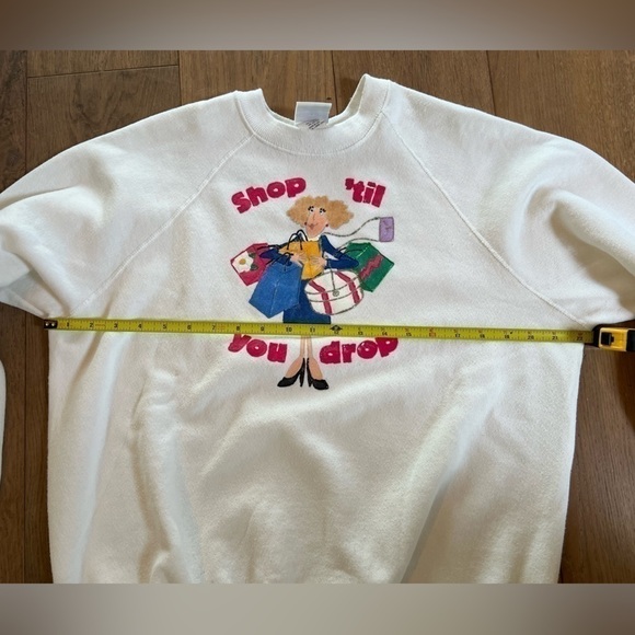 Lee Sturdy Sweats Vintage 90s white sweatshirt “shop til you drop” graphic sz XL - Picture 6 of 9